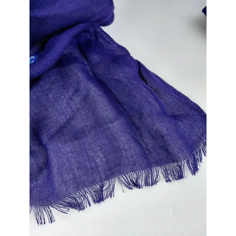 Peacock Print Navy Blue Scarf Teal Gold Wrap Boho Gift